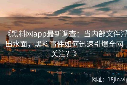 《黑料网app最新调查：当内部文件浮出水面，黑料事件如何迅速引爆全网关注？》