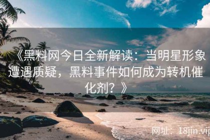 《黑料网今日全新解读：当明星形象遭遇质疑，黑料事件如何成为转机催化剂？》