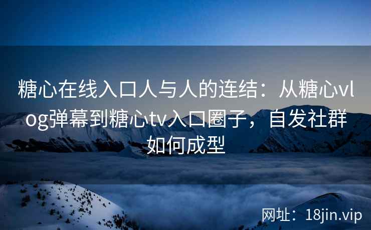 糖心在线入口人与人的连结：从糖心vlog弹幕到糖心tv入口圈子，自发社群如何成型
